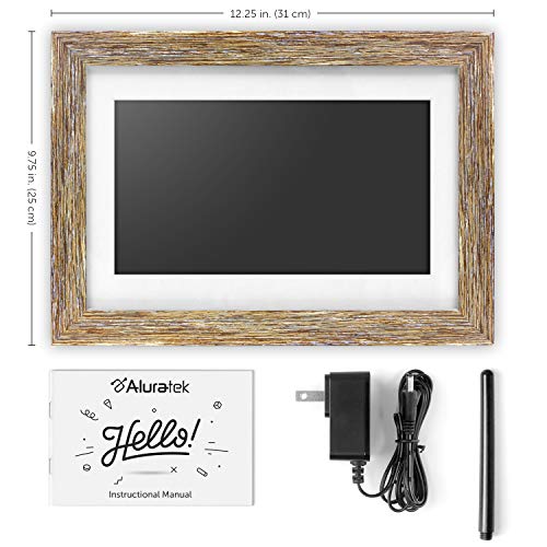 Aluratek 10” Distressed Wood Digital Photo Frame with Auto Slideshow, 1024 x 600 (ADPFD10F), 10" Wood Border, 10 Inch