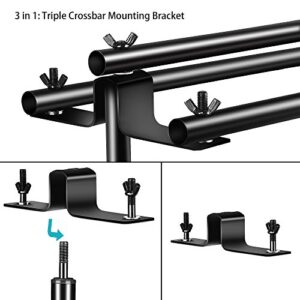 Emart Triple Crossbar 10 ft Wide 8.5 ft Height Backdrop Stand, Photo Video Studio Heavy Duty Adjustable Photography Muslin Background Support System Kit - 3 in 1 Multi Backdrop Stand