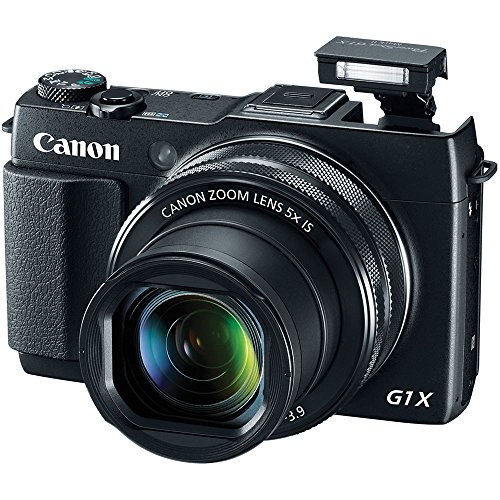 Canon PowerShot G1 X Mark II Digital Camera (9167B001) + 64GB Card + 2 x NB13L Battery + Charger + Card Reader + LED Light + Corel Photo Software + HDMI Cable + Case + Flex Tripod + More (Renewed)