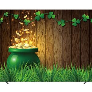 St.Patrick's Day Photography Background Lucky Irish Shamrock Festival Party Banner Wooden Texture Backdrop (8x6FT)