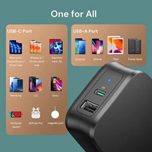 USB C Wall Charger 30W 2-Port Compact for iPhone 13 Charger Block with 18W Type C Power Delivery Foldable Power Adapter PD Compatible with iPhone 13 Pro Max Mini 12 iPad Pro AirPods Pro Galaxy Pixel