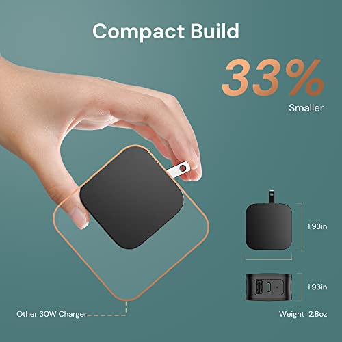 USB C Wall Charger 30W 2-Port Compact for iPhone 13 Charger Block with 18W Type C Power Delivery Foldable Power Adapter PD Compatible with iPhone 13 Pro Max Mini 12 iPad Pro AirPods Pro Galaxy Pixel