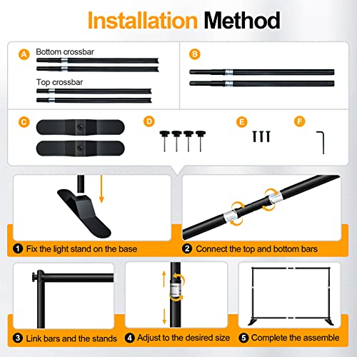 Emart Banner Stand, 10x8 ft Heavy Duty Adjustable Step and Repeat Backdrop Stand Kit for Photography, Trade Show, Photo Booth