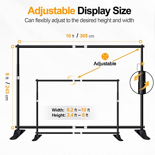 Emart Banner Stand, 10x8 ft Heavy Duty Adjustable Step and Repeat Backdrop Stand Kit for Photography, Trade Show, Photo Booth