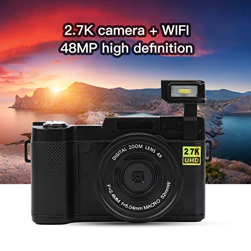 Surebuy Digital Camera for Teens, 3In 2.7K Recording 48MP 128GB Extension 180° Rotation HD Camera Video with 800Mah Battery DSLR Cameras for Shooting