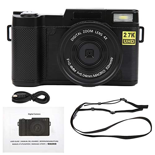 Surebuy Digital Camera for Teens, 3In 2.7K Recording 48MP 128GB Extension 180° Rotation HD Camera Video with 800Mah Battery DSLR Cameras for Shooting