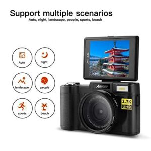 Surebuy Digital Camera for Teens, 3In 2.7K Recording 48MP 128GB Extension 180° Rotation HD Camera Video with 800Mah Battery DSLR Cameras for Shooting