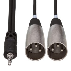 Hosa CYX-403M 3.5 mm TRS to Dual XLR3M Stereo Breakout Cable, 3 Meters Black