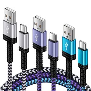 usb-a to usb c charger braided cord 3pack 3/6/10ft long usb a to type c charger cable fast charging for samsung galaxy s23 ultra,s23+,s22 ultra,s21 fe,a54,a04s,a14 5g,s20 s10 s9 plus,a13,pixel 7 6 pro
