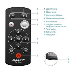 AODELAN Wireless Remote Control for Nikon COOLPIX P1000 Z50 B600 A1000 P950 Z50 Z6 II Z7 II Z fc Zfc Accessories, Replace ML-L7