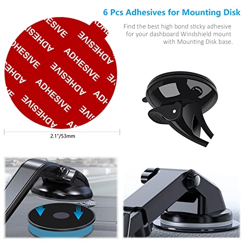 Dashboard Pad Mounting Disk Sticky Adhesive Replacement Kit, PKYAA 6pcs 2.1"(53mm) Circle Heat Resistant Double-Sided Stickers for Suction Cup Car Phone Holder Disc & Windshield Dash Cam