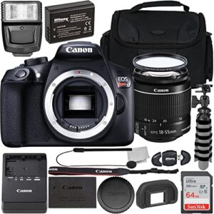 canon intl. eos rebel t7 dslr camera with ef-s 18-55mm f/3.5-5.6 is ii lens & starter accessory bundle: sandisk ultra 64gb sdxc, extended life replacement battery, water resistant gadget bag & more