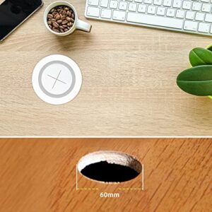 Desk Wireless Charger,JE Make IT Simple Desktop Grommet Power Wireless Charging Pad, for iPhone, Samsung, Airpods and All Phones with Wireless Charging (White)