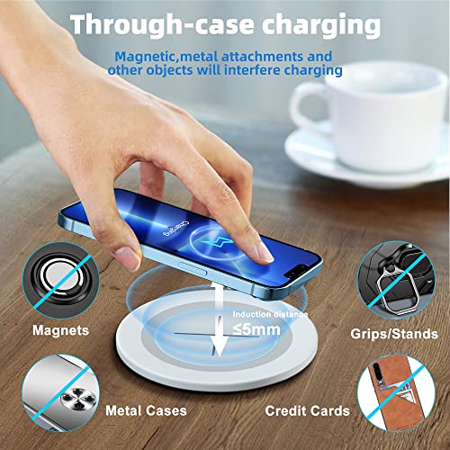 Desk Wireless Charger,JE Make IT Simple Desktop Grommet Power Wireless Charging Pad, for iPhone, Samsung, Airpods and All Phones with Wireless Charging (White)