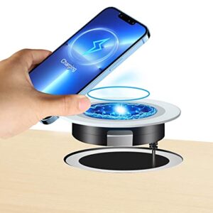 Desk Wireless Charger,JE Make IT Simple Desktop Grommet Power Wireless Charging Pad, for iPhone, Samsung, Airpods and All Phones with Wireless Charging (White)