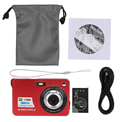 Digital Camera, 18 MP HD Kids Digital Camera, 8X Digital Zoom Rechargeable Compact Camera, Built-in Microphone,(red)