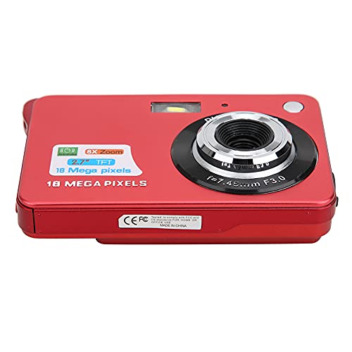 Digital Camera, 18 MP HD Kids Digital Camera, 8X Digital Zoom Rechargeable Compact Camera, Built-in Microphone,(red)