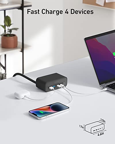 Anker 525 Charging Station, 7-in-1 USB C Power Strip for iphone13/14, 5ft Extension Cord with 3AC,2USB A,2USB C,Max 65W Power Delivery Desktop Accessory for MacBook Pro, Home, Office (Phantom Black)