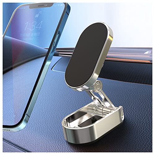 NHHC Magnetic Phone Holder for Car,Foldable Phone Mount 360°Rotation 6 Super Strong Magnets,Magnet for car Dashboard Phone Holder Magnetic Car Mount for iPhone and All Smartphone (Silver)