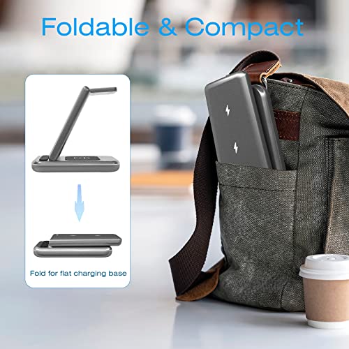 Wireless Charging Station - TYCRALI 3 in 1 Wireless Charger for Multiple Devices Apple, Foldable Charger Stand Designed for iPhone 14/13/12/Pro/Max, AirPods, iWatch, Ideal Gift for Men