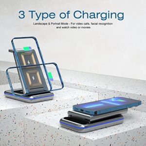 Wireless Charging Station - TYCRALI 3 in 1 Wireless Charger for Multiple Devices Apple, Foldable Charger Stand Designed for iPhone 14/13/12/Pro/Max, AirPods, iWatch, Ideal Gift for Men