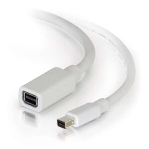 c2g mini display port cable, long extension cable, male to female, white, 10 feet (3.04 meters), cables to go 54415