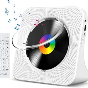 Gueray CD Player Portable Bluetooth Desktop CD Player for Home CD Player with Timer Built-in HiFi Speakers with LCD Screen Display Home Audio Boombox FM Radio USB Type-c MP3 Music Player