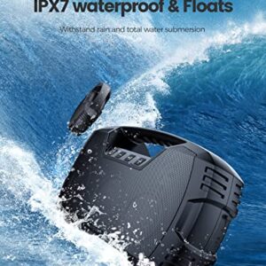 IPX7 Waterproof Bluetooth Speaker, 40W Portable Wireless Speaker, 32H Playtime, Stereo Loud Sound, Deep Bass, Outdoor Speaker with Handle, Bluetooth 5.0, Built-in Mic, Power Bank for Party,Pool,Beach