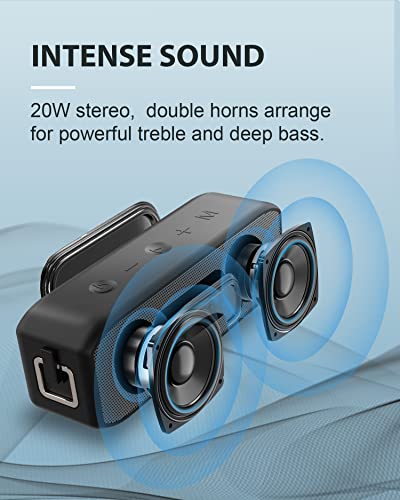 CYBORIS Bluetooth Portable Speaker IPX7 Waterproof, 20W Wireless Speaker Loud Stereo Sound, Outdoor Speakers with Bluetooth 5.0 Lossless Music & Long Playtime, Microphone, Hands-Free, Dual Pairing