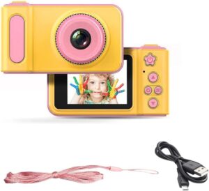 edealz full 1080p kids selfie hd compact digital photo and video rechargeable camera with 2″ lcd screen, video games and micro usb charging (pink, camera only)