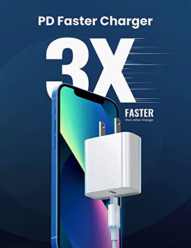 iPhone Fast Charger, 20W USB C Power Adapter [MFi Certified] Apple Block Fast Wall Plug with 6ft USB C to Lightning Cable Compatible for iPhone 14 Plus/13Pro Max/12/12 Pro/11/11Pro/XS/Max/XR/X/SE/8P