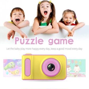 eDealz Full 1080P Kids Selfie HD Compact Digital Photo and Video Rechargeable Camera with 2" LCD Screen, Video Games and Micro USB Charging (Pink, with SD Card)