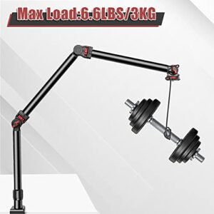 FOUTOUKEEP Flexible Overhead Camera Mount with 1/4“ 3/8" 5/8" Screws, Adjustable 3-Section Camera Stand Clamp with 180° Range & 360° Base, Overhead Webcam Phone Camera Mount for Photography