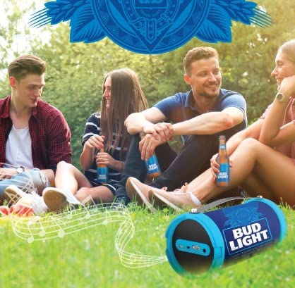 Bud Light Bluetooth Speaker Bazooka Speaker Portable Wireless Speaker with Rechargeable Battery Ideal for Indoor and Outdoor Activities Loud and Bass Audio Sound Easy to Carry Anywhere with FM- Radio