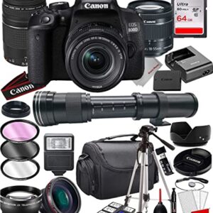 800D (Rebel T7i) DSLR Camera with 18-55mm is STM Zoom Lens & 75-300mm III Lens Bundle + 420-800mm Zoom Telephoto Lens + 64GB Memory, Case, Tripod, Filters and More