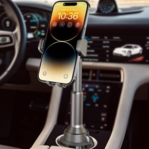 1Zero Rock Solid Cup Holder Phone Mount for Car Low Profile No Shaking Long Arm 2in1 Air Vent Car Phone Mount Compatible with All iPhone Samsung Cell Phones for Truck SUV Tesla Golf Cart Boat