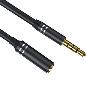 3.5mm headphone extension cable (6ft/1.8m), 4 pole hi-fi sound audio cable male to female aux cord, auxiliary stereo extender for speakers, pc, mp3 and all 3.5 mm enabled devices (1 pack – black)