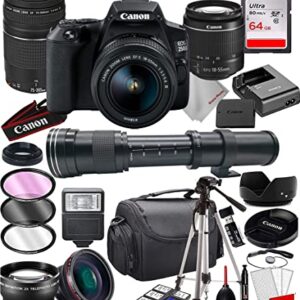 Grace Photo-Canon intl Canon EOS 250D (Rebel SL3) DSLR Camera with 18-55mm f/3.5-5.6 III Zoom Lens & 75-300mm Bundle + 420-800mm Telephoto 64GB Memory, Case, Tripod, Filters and More Black