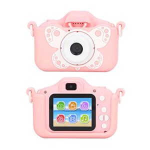 Pssopp Children Digital Camera, 20MP Pink Cartoon Style Rechargeable Digital Camera Children Toy Photo Camera for Girls