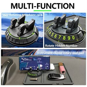 Non-Slip Phone Pad for 4-in-1 Car, Universal Dashboard Pad 360°Rotation With Temporary Car Parking Card Number Plate Anti-Shake Pad for Cell Phones, Sunglasses, Keys, Coins and More