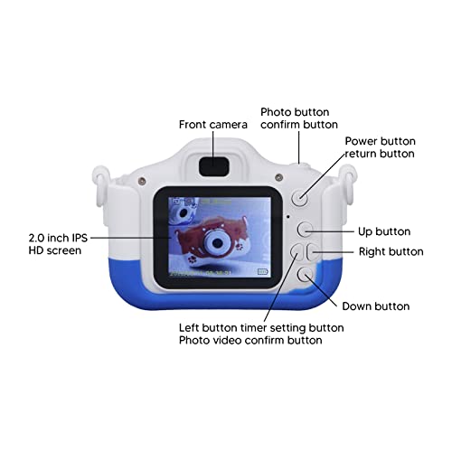 Mini Kids Digital Camera, Blue Childrens Cute Cartoon Shape Digital Camera Built in Filter Gift for Birthday Christmas