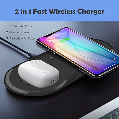 2 in 1 30W Fast Wireless Charger, Wireless Charging Pad, Dual 15W Wireless Charging Station for Samsung iPhone AirPods Type C Cable Included, Black