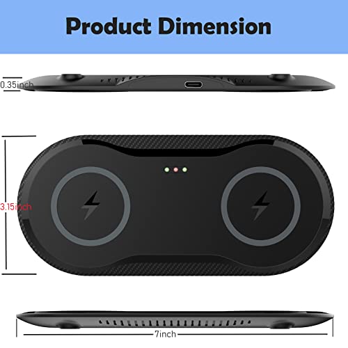 2 in 1 30W Fast Wireless Charger, Wireless Charging Pad, Dual 15W Wireless Charging Station for Samsung iPhone AirPods Type C Cable Included, Black