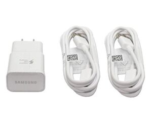 genuine oem samsung adaptive fast charging white charger epta20jwe ep-ta20jwe with two (2) usb cable ecb-du4ewe ecbdu4ewe for galaxy note4, note edge and s6 in non-retail pack