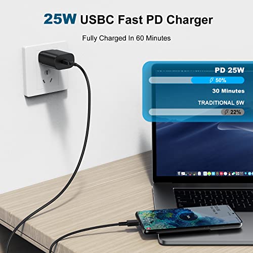 For Samsung s21 s22 USB C Charger,25W Super Fast Phone Charger Type C Wall Charger with 6ft USBC to USBC Fast Charging Cable for Samsung Galaxy S22 Ultra/S22+/S21/S21 Ultra/S21+/S20/Note 10/20/Z Fold3