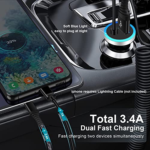 USB C Pixel 7 Car Charger,Fast Android Auto Phone Car Plug for Google Pixel 7 Pro 6a 6 Pro,5a 5 4XL,Cigarette Lighter Adapter Type C Coiled Cable 3FT for Samsung Galaxy S23 A13 5G,A53,A32 S22Ultra,S21