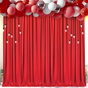 10×10 red backdrop curtain for parties wedding wrinkle free red photo curtains backdrop drapes fabric decoration for birthday party baby shower christmas 5ft x 10ft,2 panels