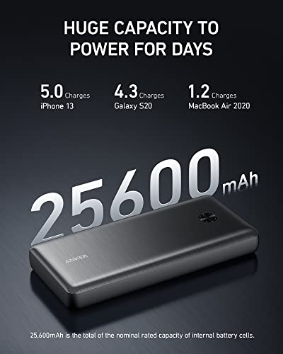 Anker 747 Power Bank (PowerCore 26K for Laptop), 87W Max Output with 65W USB-C Charger, Works for MacBook Pro, Dell XPS, Microsoft, Pixelbook, iPhone 13 series, Samsung, iPad Pro, and More
