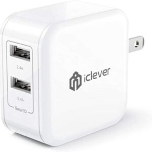 iClever BoostCube 2nd Generation 24W Dual USB Wall Charger with SmartID Technology, Foldable Plug, Travel Power Adapter for iPhone Xs/XS Max/XR/X/8 Plus/8/7 Plus/7/6S/6 Plus, iPad Pro Air/Mini and Other Tablet