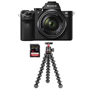 sony alpha a7ii mirrorless camera with fe 28-70mm f/3.5-5.6 oss lens – bundle with 32gb u3 sdxc memory card, joby gorillapod 3k kit, black